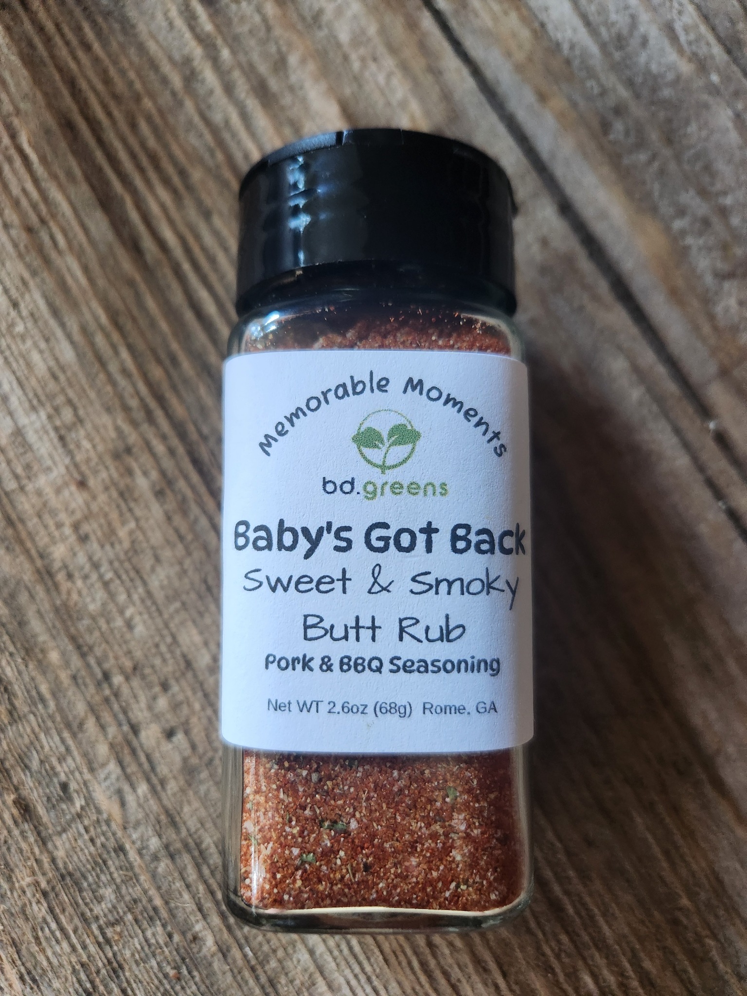 BD Greens Baby's Got Back Butt Rub shaker